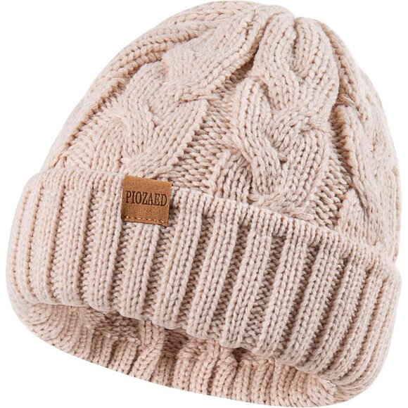 Women\'s Black Beige 2 Packs Stylish Winter Warm Knitted Beanie Skull Hat Cap main image 5